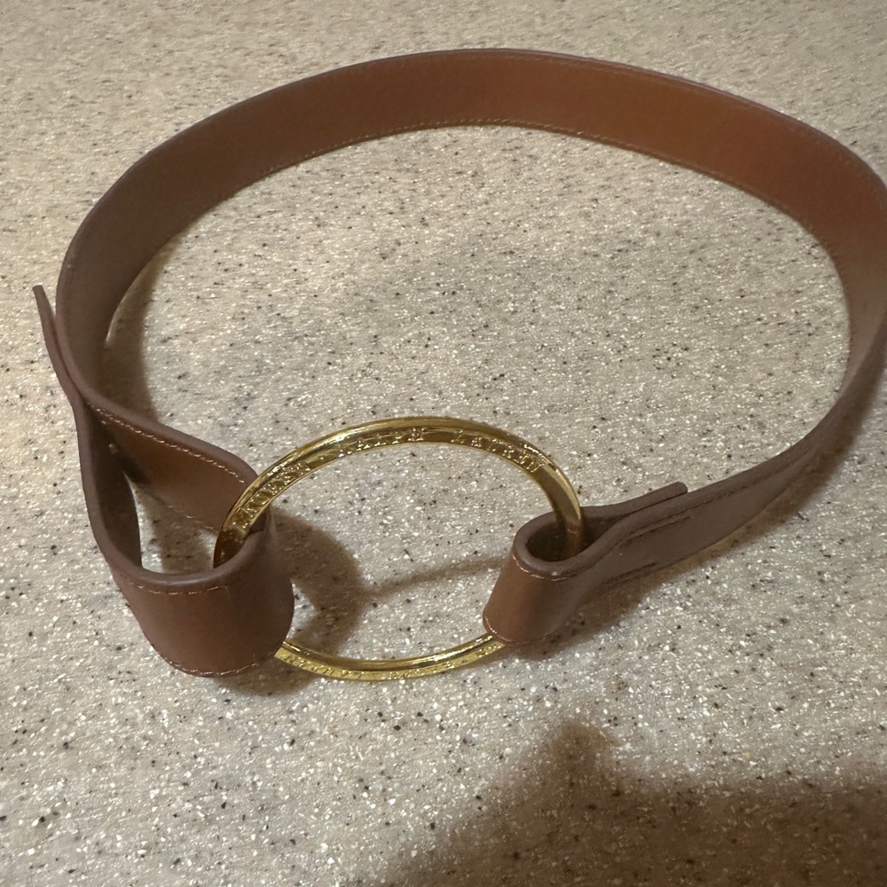 Ralph Lauren Brown Belt with Gold Round Buckle Size 10